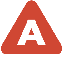 letter A in a red triangle